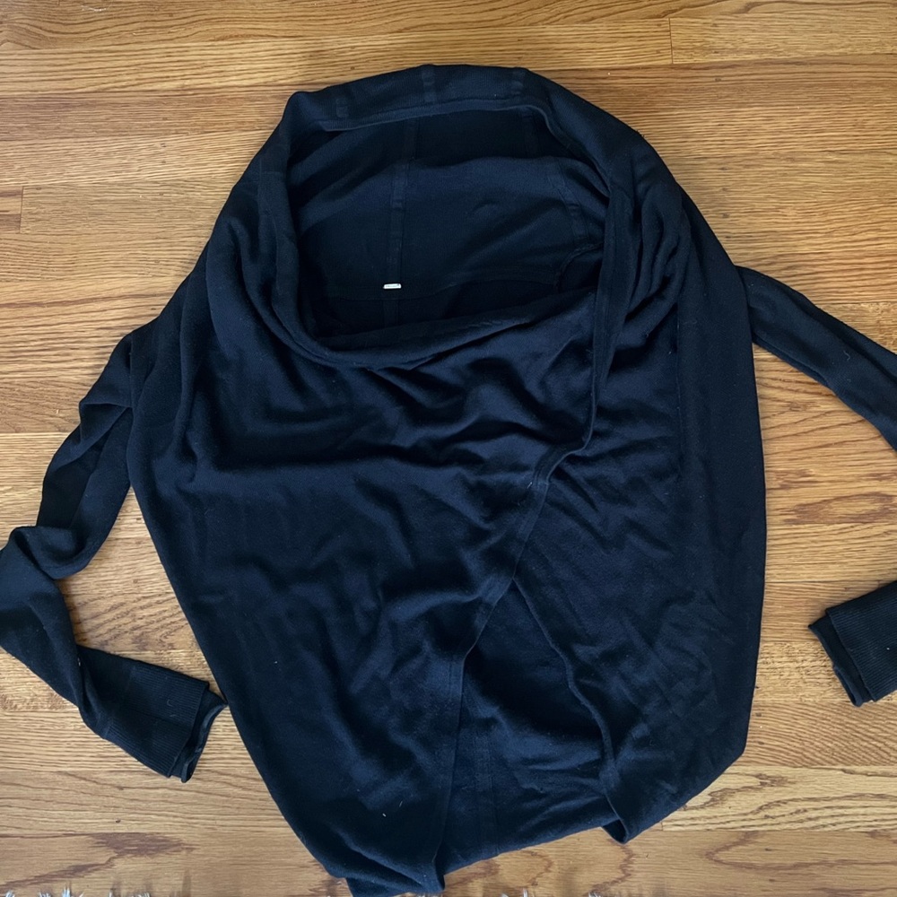 Black Draped Long Sleeve Top